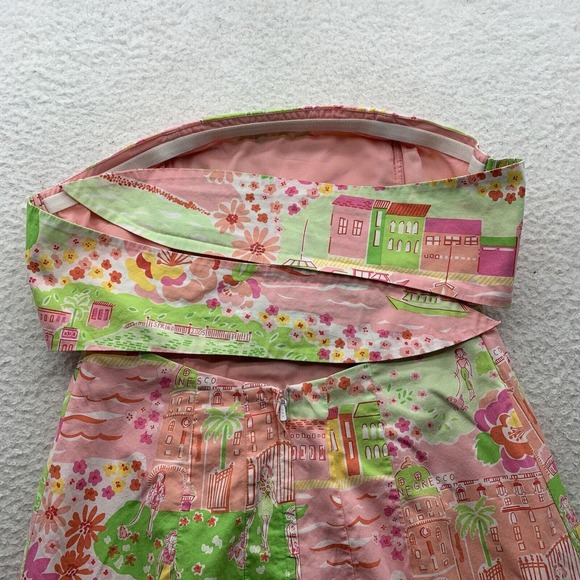 Lilly Pulitzer Strapless Dress Sz‎ 2 Back Tie Negresco Spring 05 French Riviera - Picture 6 of 16